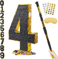 PCFING 20 Inch Number 4 Piñata Gold Black by PCFING