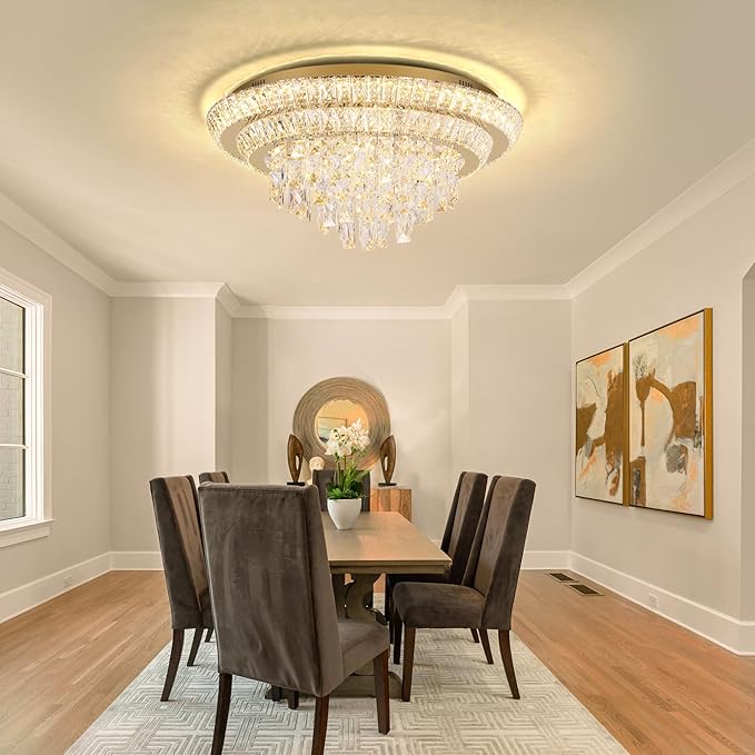 24 inch Crystal Gold Ceiling-Light Flush Mount - Image 7
