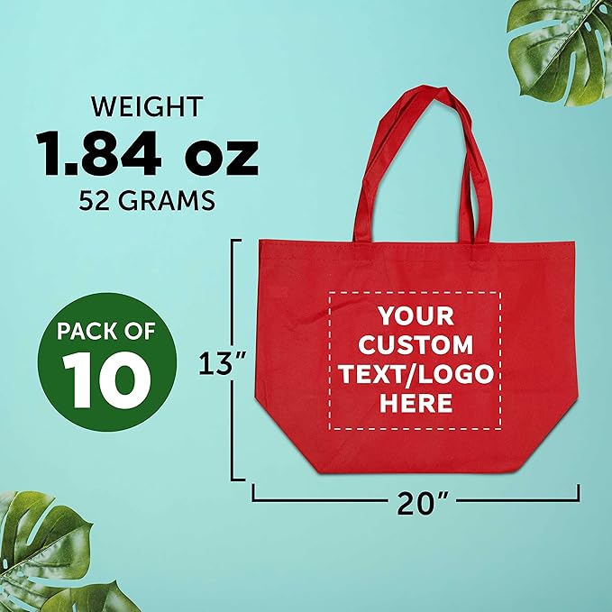 DISCOUNT PROMOS Custom Southern Style Grocery Tote Bags Set of 10 - Image 5