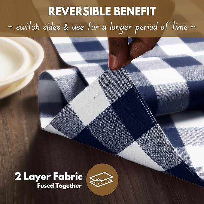 Native Fab Table Runner Buffalo Check Plaid 100% Cotton - Image 5