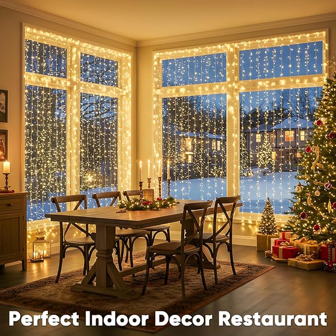 suddus 600 LED Christmas String Lights Outdoor, 9.8x19.6ft Curtain Light Plug in - Image 2