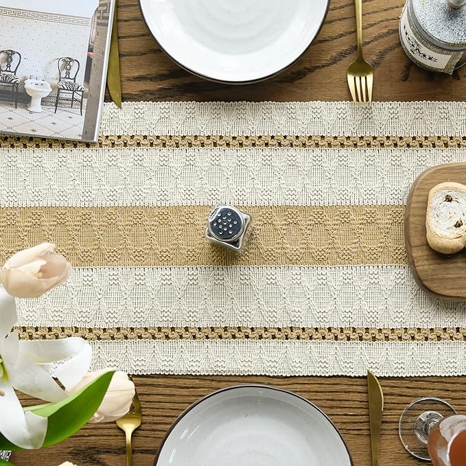 Artoid Mode Burlap Brown Farmhouse Woven Rustic Table Runner, Seasonal Holiday - Image 3