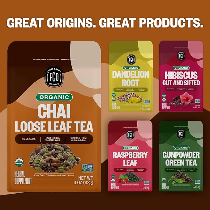 FGO Organic Chai Tea, 4 Ounce Loose Leaf, Resealable Bag, Packaging May Vary - Image 8