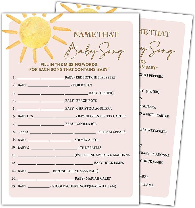YSTEP Boho Sunshine 30 Name That Baby Song Game Cards by YSTEP