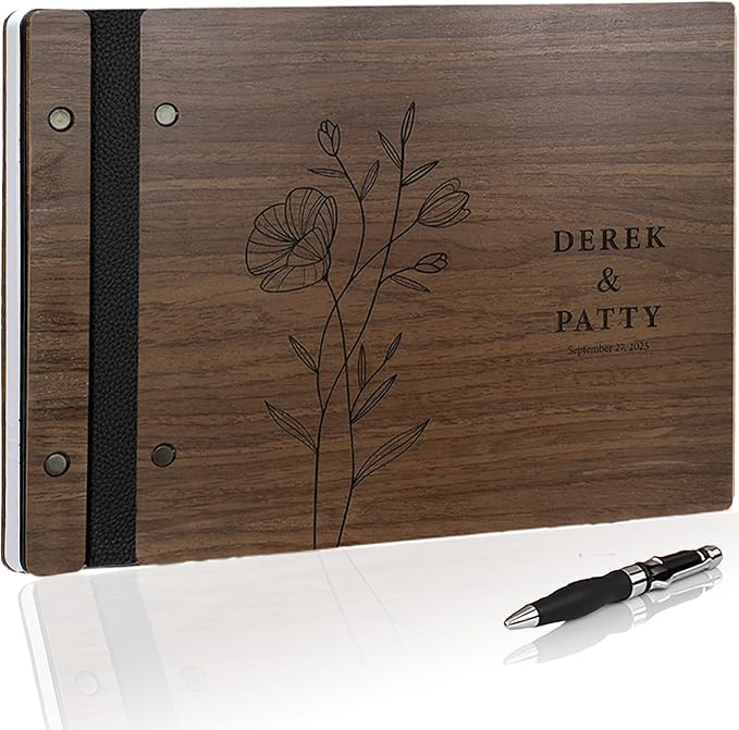 Customized Wooden Guest Book for Weddings, Funerals & Events by Unknown