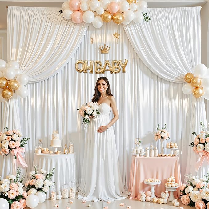 10x10 ft White Glitter Backdrop Curtain - Image 6