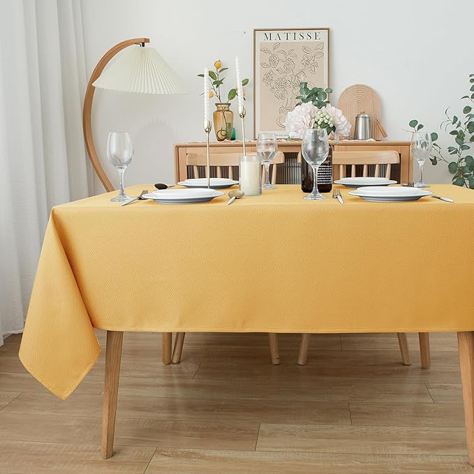 Biscaynebay Fall Tablecloth Textured Fabric 60x108 Inch Rectangular, Fall Gold - Image 8