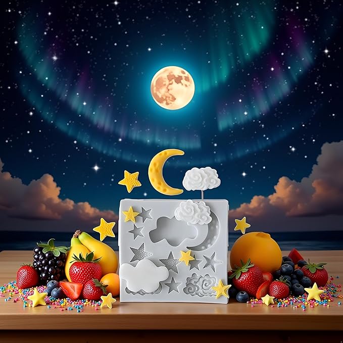 1Pc Star Moon Clouds Shaped Silicone Fondant Molds, Candy Chocolate Molds - Image 3