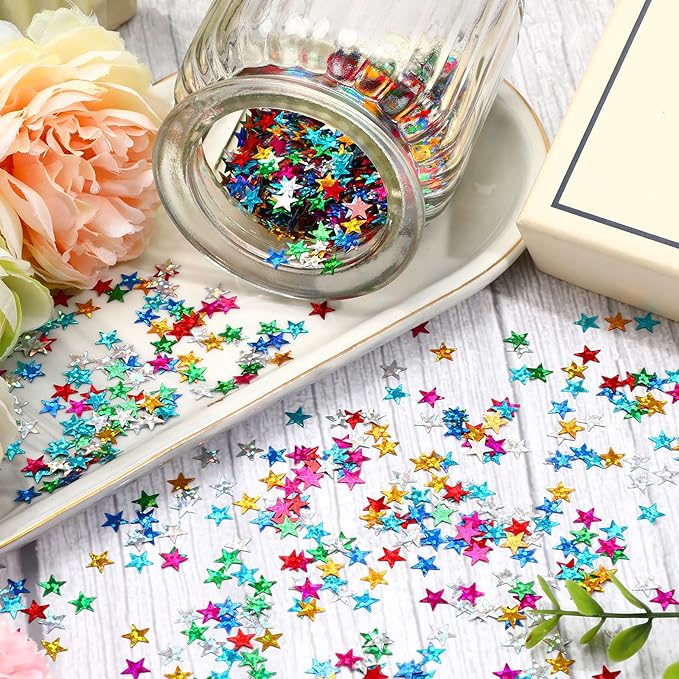 MARFOREVER Rainbow Star Confetti, Glitter Star Confetti Birthday Scatter Table - Image 3