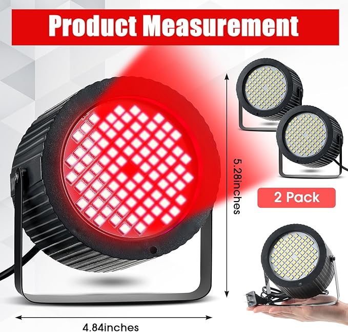 Funtery 2 Pcs Bright White Strobe Light 88 LEDs Flash Party Lighting Speed and - Image 3