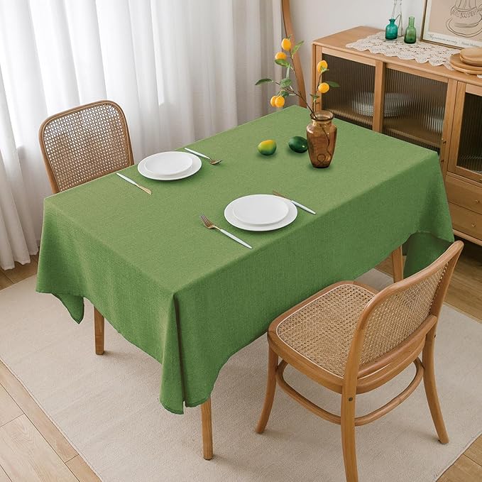 NLMUVW Olive Green Linen Tablecloth Rectangle 108 Inch, Textured Natural Table - Image 6
