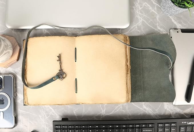 Leather Journal with Lined and Unlined Deckle Edge Paper 8x6 inch and Vintage - Image 9