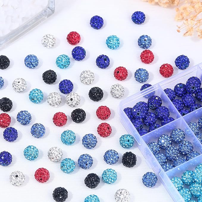 240pcs 10mm Rhinestone Beads for Crafting, Sparkle Clay Beads Crystal Disco - Image 5
