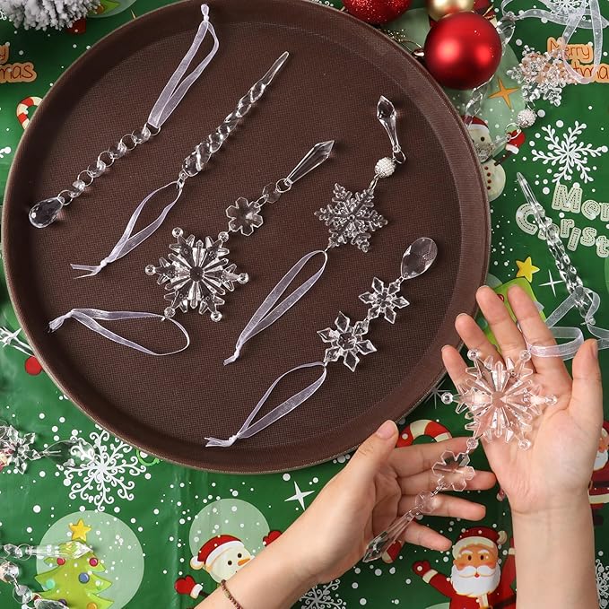 AuroTrends Christmas Tree Decorations 18Pcs, Acrylic Crystal Ornaments - Image 5