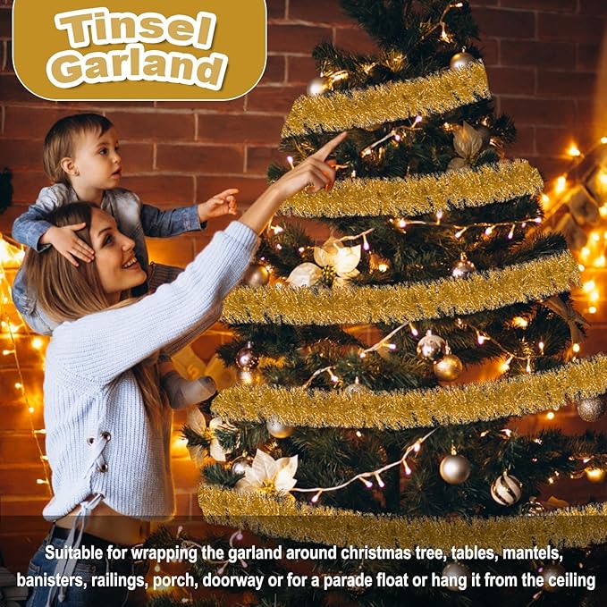 50 Feet Christmas Foil Fringe Banner Metallic Tassle Garland Metallic Backdrop - Image 3