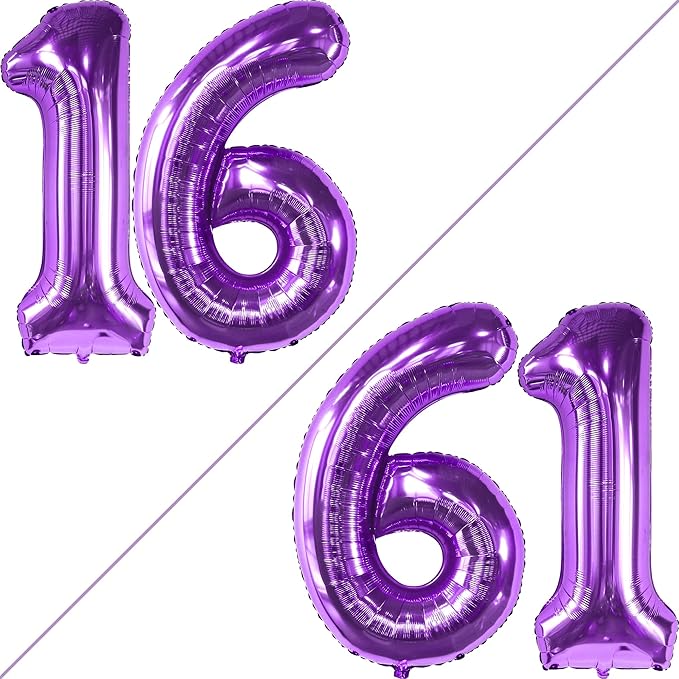 KatchOn, 40 Inch | Mylar 16 Balloon Numbers Purple - Image 2