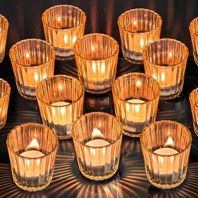 ComSaf Votive Candle Holders, Ribbed Tealight Candle Holder by ComSaf