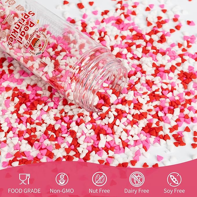 Edible Heart Sprinkles for Cake Decorating, Miniature Sugar Sprinkle for Baking - Image 6