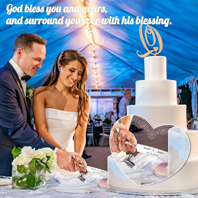 Custom Wedding Cake Knife and Server Set Personalized Cake Cutter - Image 2