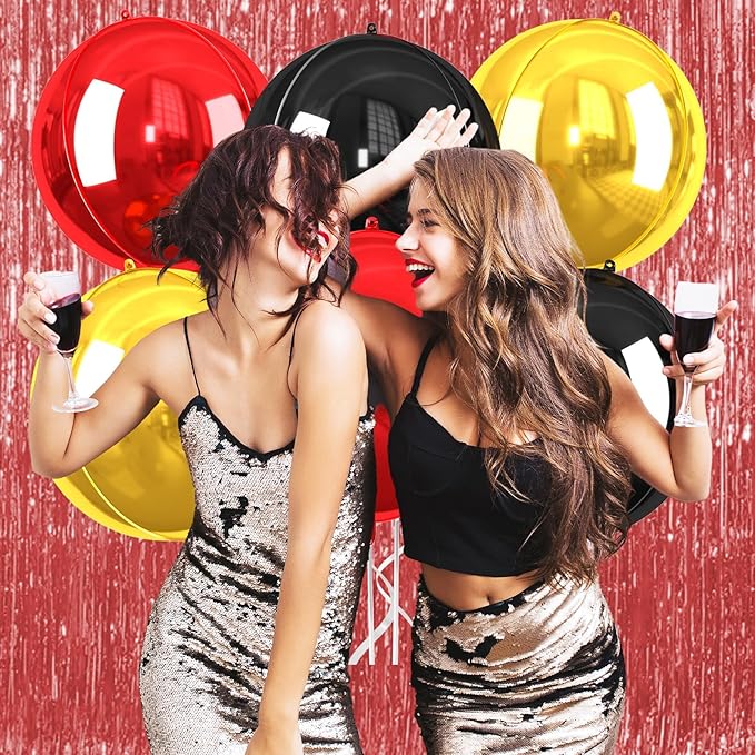 Black Gold Red Giant 4D Foil Balloons, 22 Inch Big Round Foil Balloon - Image 6