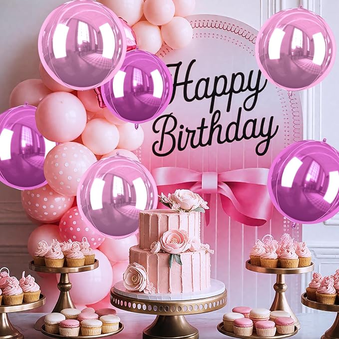 6 Pcs Hot Pink and Pink Balloons, 22 Inch Big Round Foil Balloon - Image 8