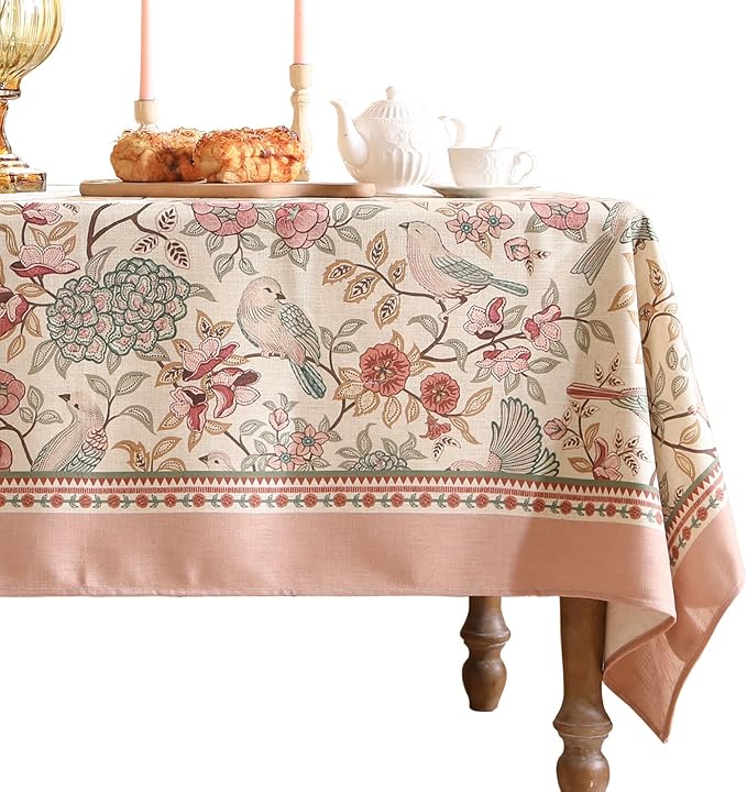 patdrea Designer Pink Linen Table Cloth by Welcometopatdrea