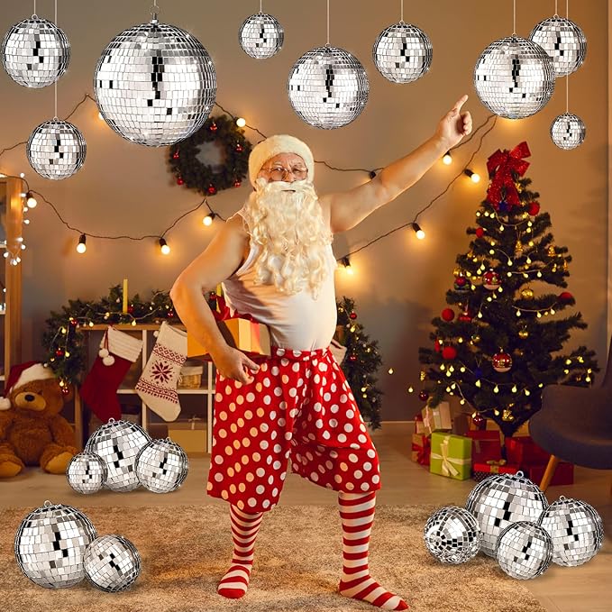 Funtery 100 Pcs Mirror Disco Balls Bulk Assorted Silver Hanging Disco Ball Decor - Image 6