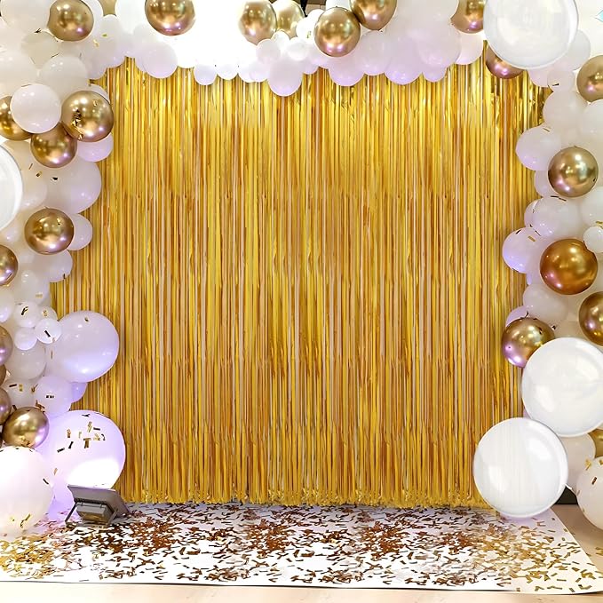 4 Pack Gold Foil Fringe Curtains Door Streamers Party Decorations 3.3 x 8.2 ft - Image 4