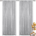 Silver Sequin Backdrop Curtain 2 Pieces 2FTx8FT Glitter Photography Backdrop by Unknown