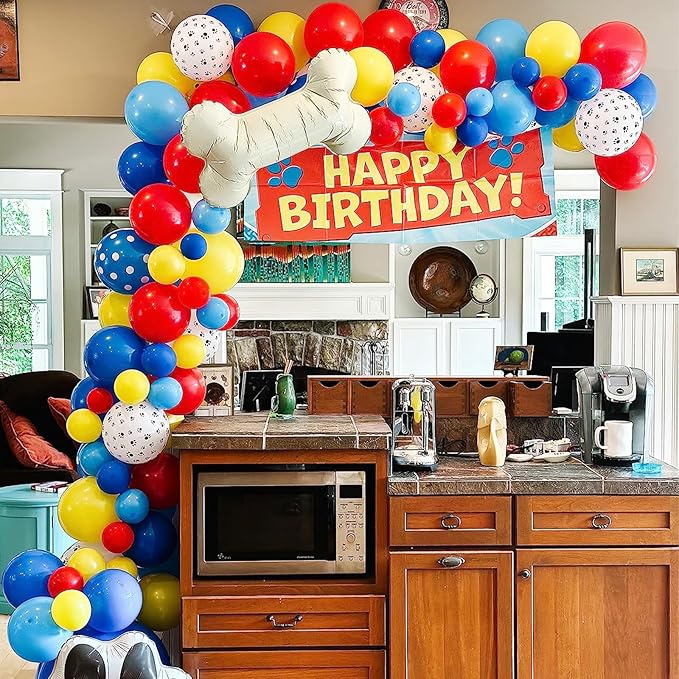 Dog Paw Balloons, 12 Inch Carnival Circus Balloons Red Yellow Blue and White - Image 5