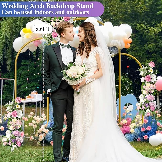 Hemmotop Metal Arch Backdrop Stand Set of 3, 6 ft/ 5 ft/ 4 ft Party Arch Stands - Image 8