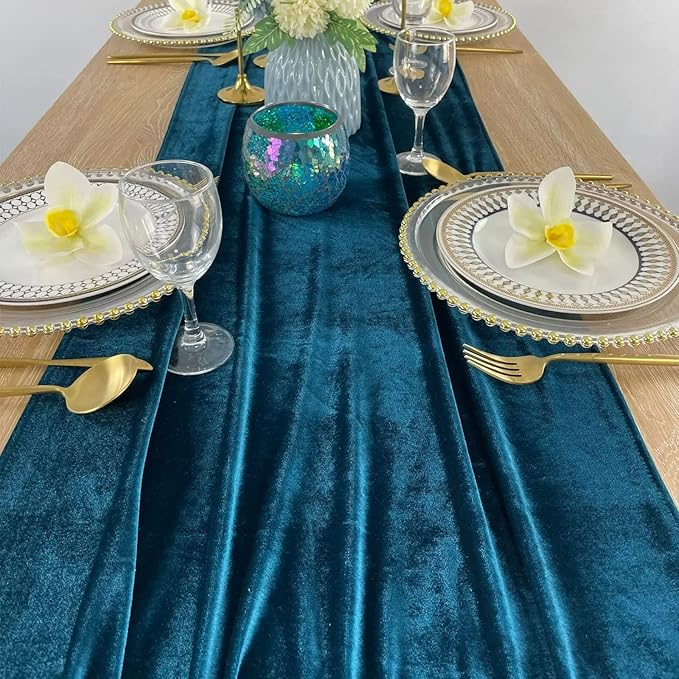 Luxurious Velvet Table Runner, 10ft Wedding Reception Decorations, 20x120inch - Image 7
