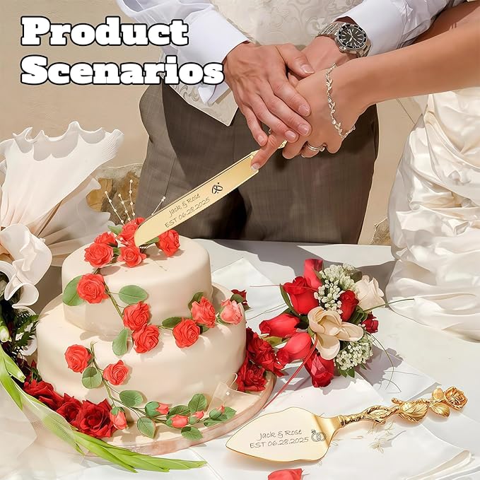 Personalized Wedding Cake Knife and Server Set, Custom Name/Date Cake Cutting - Image 6