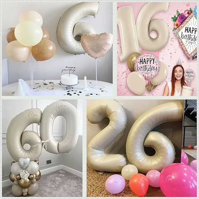 40 Inch Cream White Number 6 Balloon - Image 6