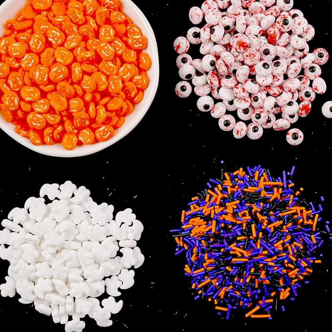 Halloween Sprinkles for Cake Decorating, Edible Candy Eyeballs, Pumpkin Sugar - Image 4