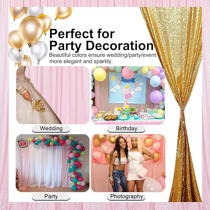 Pink Sequin Backdrop 10FTx10FT 1 Panel Sequin Wall Backdrop Curtain Glitter - Image 5