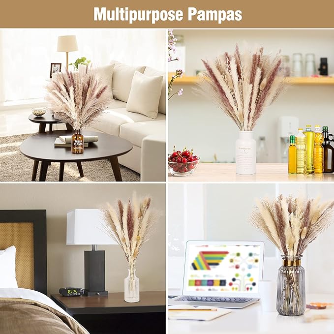 N&T NETING 75Pcs Pampas Grass Decor-10Pcs White Pampas Grass - Image 4