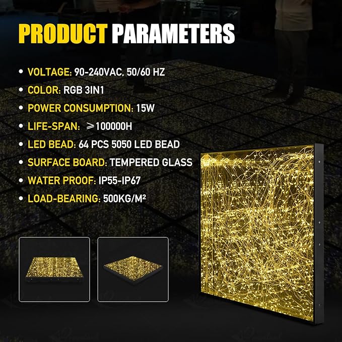3D Mirror Gold Led Dance Floor Nightclub Decoration - Image 7