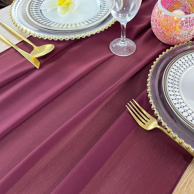 EHLDekol 10ft Chiffon Table Runners 29x120 inches Romantic Sheer Wedding Table - Image 7