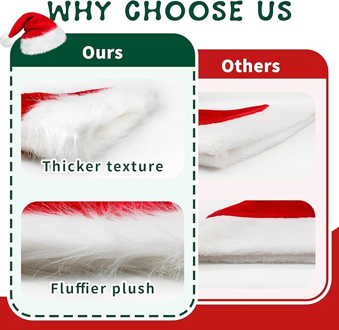 MNKXL Velvet Santa Hats Adults, Santa Hat - Image 4