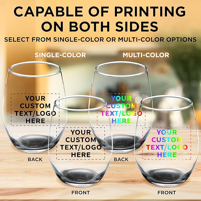 Custom Stemless Wine Glass 9 oz. Set of 50, Personalized Bulk Pack - Image 6