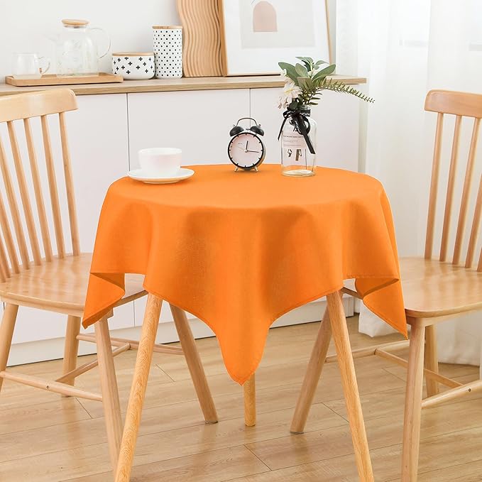 2 Pack Small Square Table Cloth 36X36 Inch Orange Washable Fabric Tablecloth - Image 8