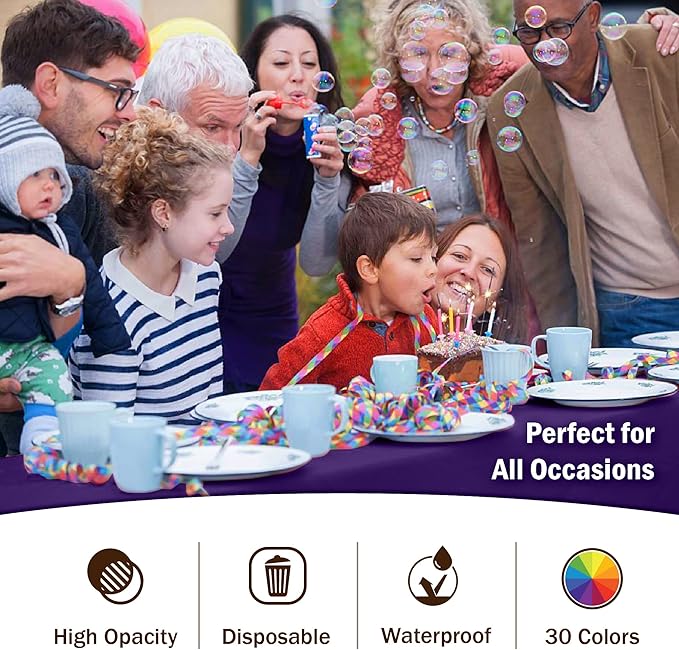 Party Solids Pack Of 12 Premium Plastic Tablecloth 54 Inch x 108 Inch Rectangle - Image 5