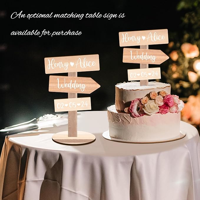 Personalized Rustic Wedding Cake Topper in Wood Custom Bride & Groom Names - Image 7