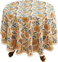 ISAENNE Designer Bohemian Floral Round Tablecloth, Linen Colorful Table Cloth by Isaennehomedecoration
