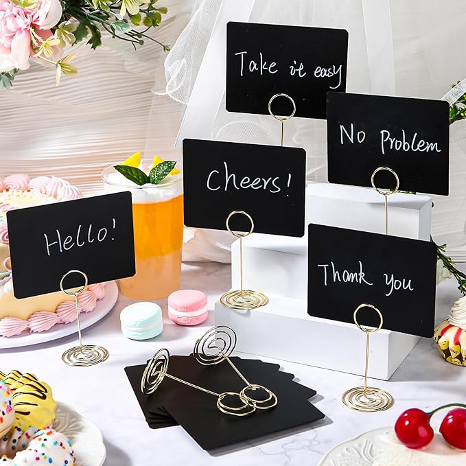 TecUnite 24 Pack Mini Chalkboard Signs, Tabletop Blackboard Signs Name Tags - Image 5