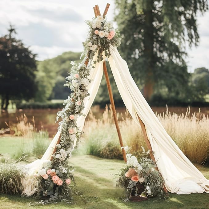 30" x 20Ft Wedding Arch Draping Fabric, 1 Panel Ivory Sheer Curtain Drapes - Image 6