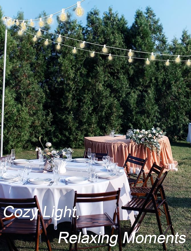 SUNSGNE 25FT G40 LED White Outdoor String Lights - Image 9