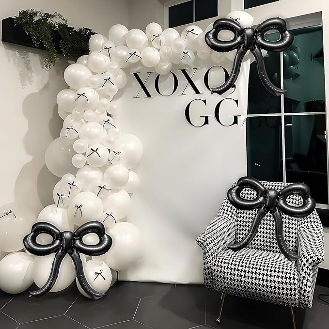 2 Pcs Bow Birthday Decorations Black Bow Balloons Bow Party Decorations Giant - Image 7