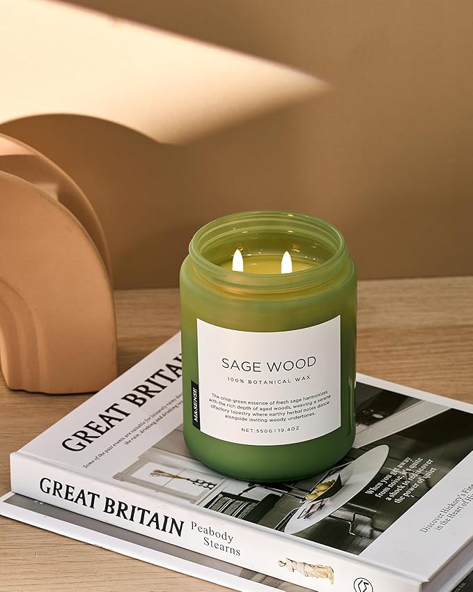M&SENSE Sage Wood Scented Candle, 19.4oz 110 Hours Long Lasting Clean Non Toxic - Image 8
